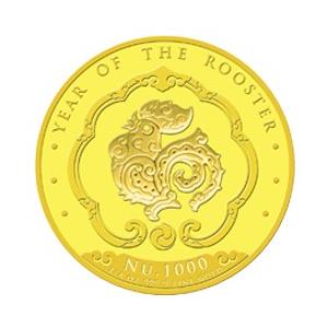 ブータン　2017年発行　酉年「世界一幸せな国」ブータン1/4oz金貨プルーフコイン