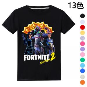 Tシャツ FORTNITE フォートナイト ティーシャツ 半袖 黒 ブラック ゲーム ロゴ 子供 男女兼用コスチューム アニメ 通気吸汗 13色｜kinseido2020