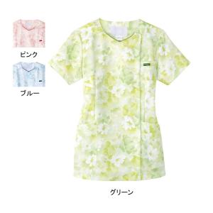 ソワンクレエ 7034SC 花柄ジップスクラブ S〜4L 医療白衣・介護ウェア｜kinsyou-webshop