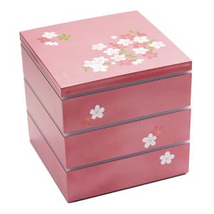 重箱 お重箱 食器 おしゃれ シール付 6.5 切立三段重 あけぼの桜