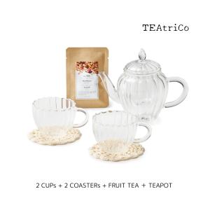 ウェーブ ティータイムセット ( ティーポット カップ&ソーサー×2客