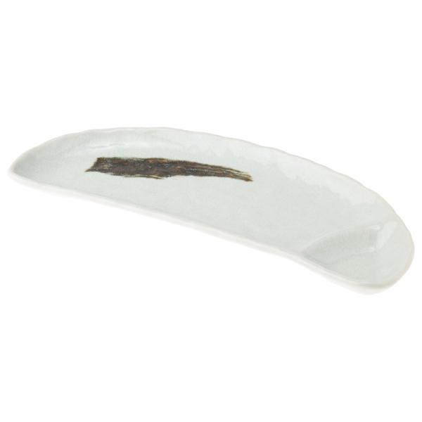 和食器 おしゃれ さんま皿 焼き物皿 一引 仕切付半円長皿（白） 美濃焼 岐阜県