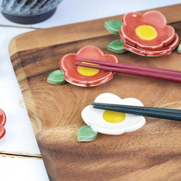 箸置き 椿 つばき 美濃焼 食器 おしゃれ 陶器 手作り 手びねり たたら作り かわいい 2種類