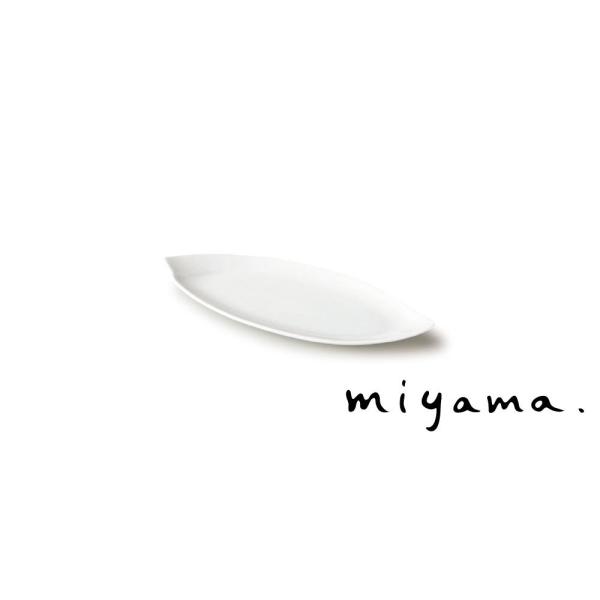 長皿 プレート 食器 おしゃれ 皿 21cm リーフ型 オビ 白磁