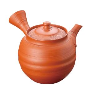 常滑焼 急須 3-529 風月 16号 朱泥丸形筋引急須 280ml 陶茶こし