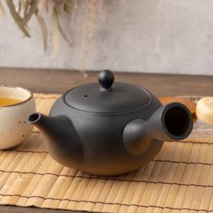 【名工】常滑焼 伊藤甚秋（甚秋窯）横手急須 共箱付き 茶道具 甚秋陶苑 伊藤成二 極平型急須 藻掛け急須 横手 常滑焼 手作り 藻がけ
