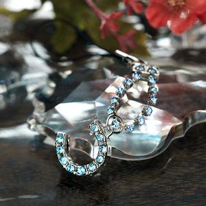 スワロフスキー 馬蹄ストラップ/アクアマリン スマホ アクセサリー 携帯 ストラップ