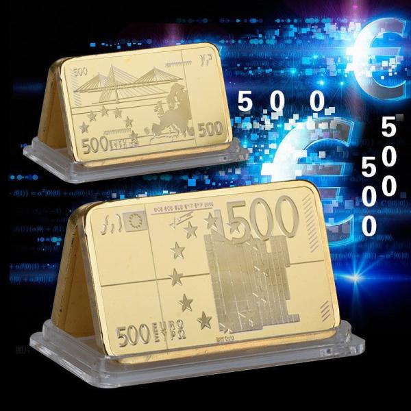 500ユーロ紙幣デザインゴールドインゴット！24K 金の延べ棒 金塊 新品 ゴールドバー プレート ...