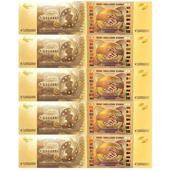 レア！カラー100万ユーロゴールド 記念金運UP紙幣！レア コレクター 令和時代の億万長者 財布お守...