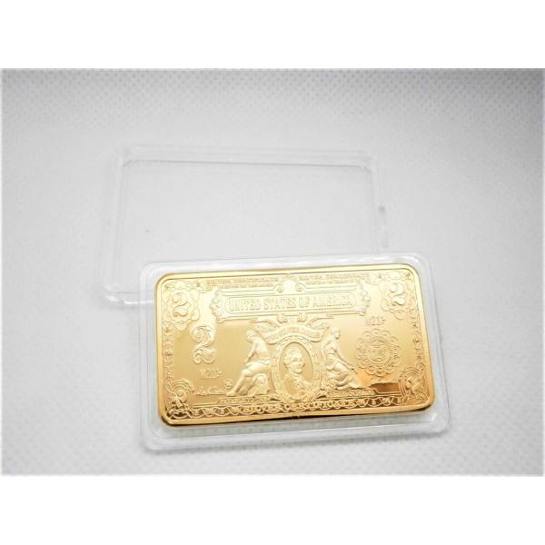 レア！1899年アメリカ2ドル紙幣デザイン！幸運を呼ぶゴールドインゴット！24K 金の延べ棒 金塊 ...