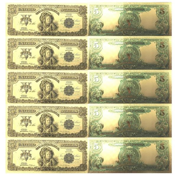 アメリカUSAオールド 旧紙幣10ドルゴールド開運ゴールドお札！24K 長財布 縁起物 風水幸運 金...