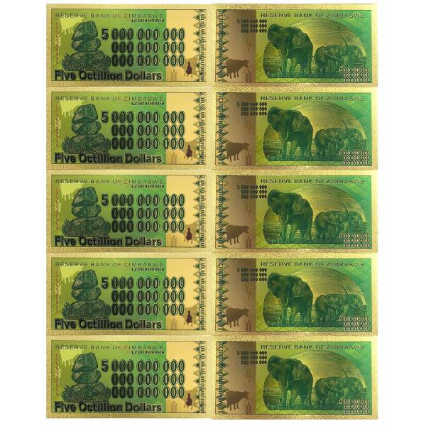 0が27個！激レア！ジンバブエゴールド Five Octillionドル開運紙幣 社長経営者 起業家...
