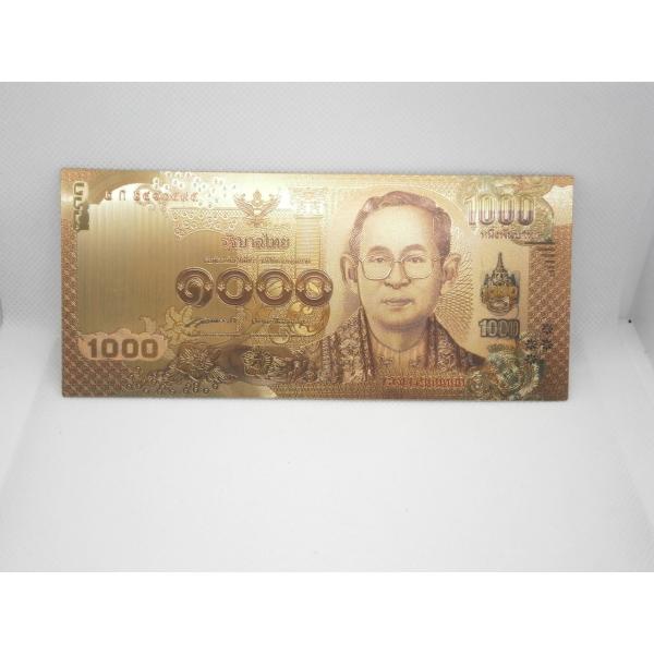 微笑みの国タイ1000バーツ 開運ゴールド紙幣 5枚セット 長財布お守り
