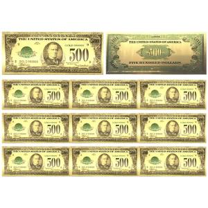 1918年アメリカ高額紙幣 25代大統領ウィリアム・マッキンリーデザイン 開運ゴールド500ドル紙幣10枚セット！コレクションにどうぞ｜kinunup