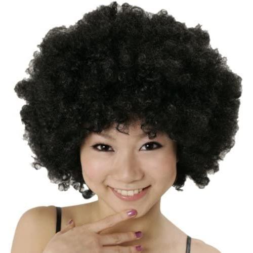 ネット 付き アフロヘアー コスプレ用小物 黒 コスチューム用小物 ピエロ ハロウイン 仮装 イベン...