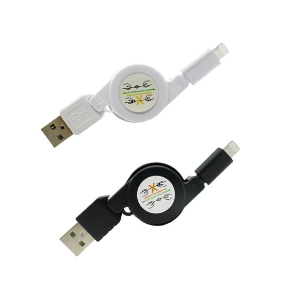 両引きタイプ 巻取り式 USBライトニング・TypeC・microデータの通信や充電ケーブル 2本セ...