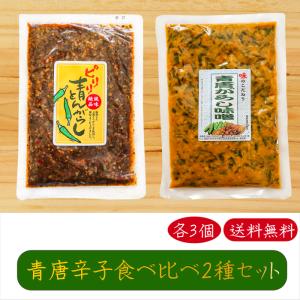 【送料無料】青唐辛子食べ比べ2種類セット各3個 青唐辛子味噌 250g×3個 ピリリ 青とんがらし 200g×3個 計6個 青とんがらし漬け  母の日 父の日 ご飯のお供｜kiori-store