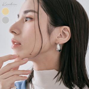 レディース 韓国アクセサリー メタルピアス フープピアス ラウンド