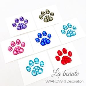 デコシール スワロフスキー 犬 猫 足跡 肉球 SWAROVSKI キラキラ スマホ アイコス ステッカー｜kiradeco