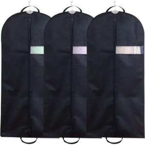 アストロ スーツカバー 3枚 黒 厚手不織布 ファスナー 透明窓付き ハンガーフック付き 605-28