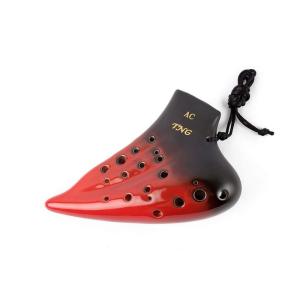 TNG オカリナ 楽器 12穴 / トリプル/アルト/C調/レッド AC (運指表付き) (専用ケース付き) ocarina 高級 釉薬仕上｜kirakira-cyura-shop2