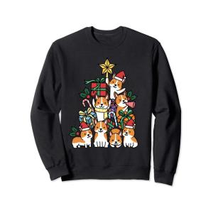 クリスマスツリーウェルシュ・コーギー・ペンブローク犬 トレーナー｜kirakira-cyura-shop2