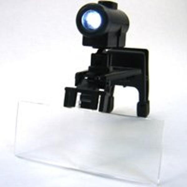 虫眼鏡 LEDライト付き 双眼メガネルーペ クリップタイプ レンズ3種セット