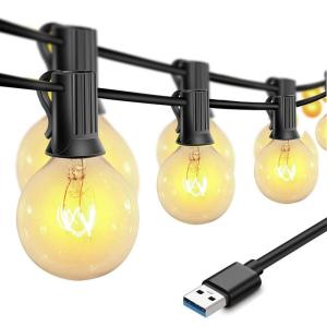DanYee LEDストリングライト USB 25個電球 IP68 防雨型 7.62m PC素材 屋内/屋外照明 誕生日 パーティー電飾 ガ｜kirakira-cyura-shop2