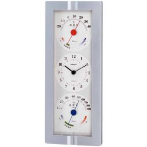 エンペックス気象計 EMPEX(エンペックス) ウェザータイム 壁掛け用温度・湿度計 時計表示付き シルバーメタリック TQ-723｜kirakira-cyura-shop2