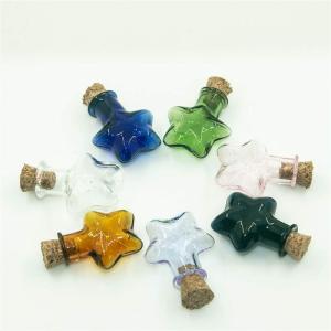None ミニカラーのガラス瓶、コルクの栓、五角星のカラーのガラス瓶、かわいい小さい瓶、7種類の色は混合します。｜kirakira-cyura-shop2