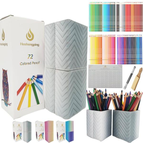 Heshengping 72色の色鉛筆は大人の塗り絵のために、専門の番号が付いている画材のスケッチの...
