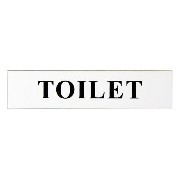 トイレ TOILET ホワイト 横型 Lサイズ 195×45mm サインプレート 高耐候性アクリル ...