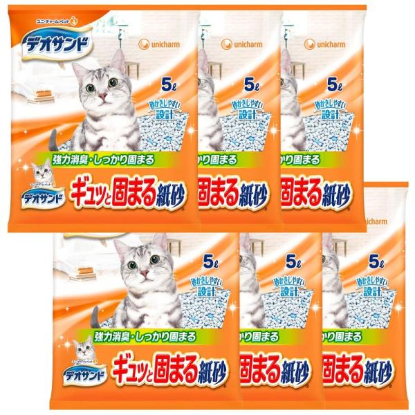 まとめ買いデオサンド 猫用 サンド ギュッと固まる 紙砂 30L(5L×6) おしっこ ペット用品 ...