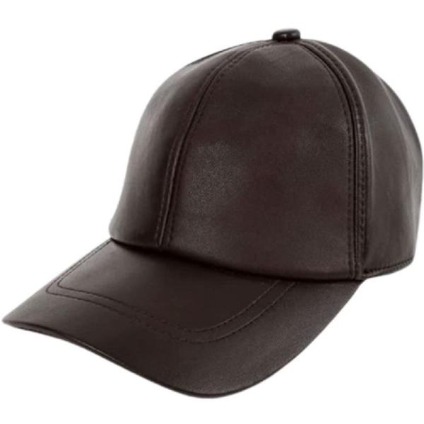 ARARAGI 本革 羊皮 シンプル 帽子 キャップ ハット ラムレザー 100％(ブラウン)