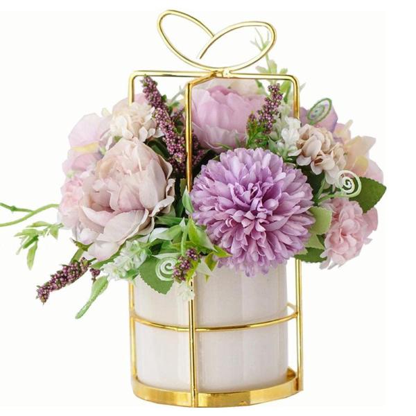 KIRIFLY 造花 牡丹 シルク アジサイフラワー 花瓶付き フラワー装飾 ウェディングデコレーシ...