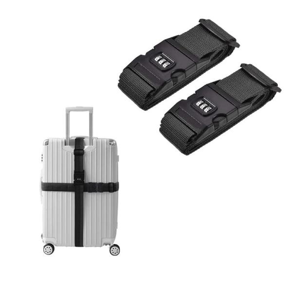 ALLMIRA スーツケースベルト 3桁ダイヤル式 2個セット 調節可能 トランクベルト キャリーケ...