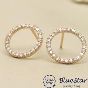 左右5石ずつのダイヤモンドを並べた上品なラインピアス BlueStar