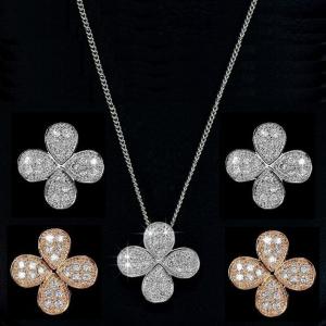 ネックレス スワロフスキー 四葉クローバー ピンクゴールド カラフル