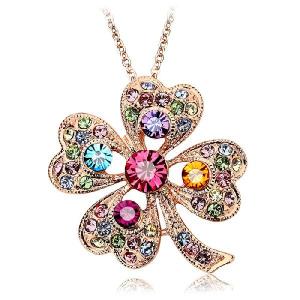 クリスタル クローバー ネックレス ＆ ブレスレット ピアス ブローチ