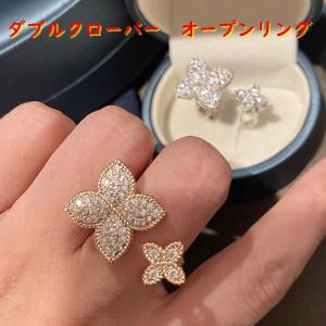 指輪 リング ring 四葉クローバー ハート リボン ラインストーン