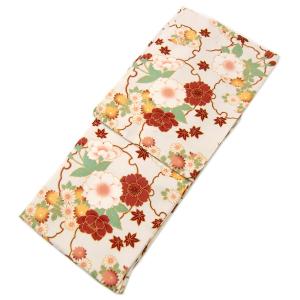 レディース 着物 袷 洗える着物 雪輪に桜（クリーム）M・Lサイズ