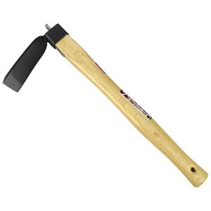 （農具　鍬）　平鍬　丈夫な全鋼くわ　片手鍬　広幅　柄長385mm　高さ395×幅80×奥行150mm　（土起こし、穴掘り）