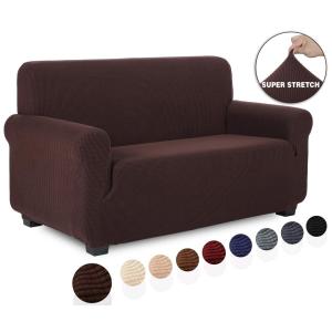 TIANSHUソファーカバー 2人掛け 肘付き 無地 縦横弾力 ストレッチ フィットタイプ 肘付き 滑り止め 柔らかい 伸縮素材伸び良く 四季適用 超便利 (チョコ