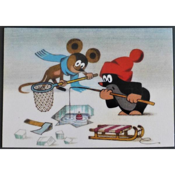 ■ポストカード　もぐらくん　ネズミ　釣り　92849　海外輸入　レア　