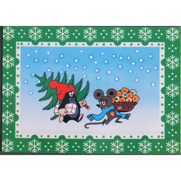 ■ポストカード　もぐらくん　ネズミ　クリスマスツリーの木　プレゼント　50775　海外輸入　レア　