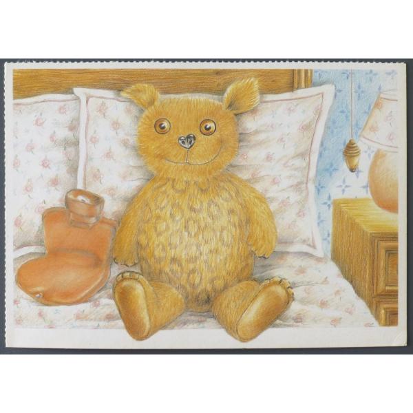 ■ポストカード　ルビー　ルビィ　ベッド　テディベア　クマ　海外輸入　レア　外国の未使用ハガキ