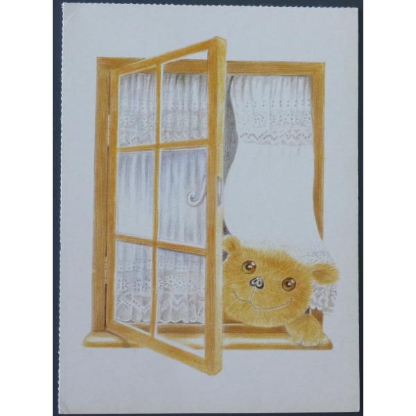 ■ポストカード　ルビーシリーズ　ルビィシリーズ　窓　エスケープ　テディベア　クマ　海外輸入　レア　外...