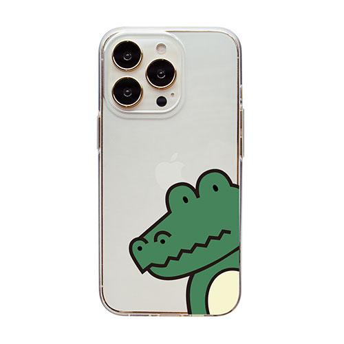 Dparks ソフトクリアケース for iPhone 14 Pro ワニ 背面カバー型 DS241...