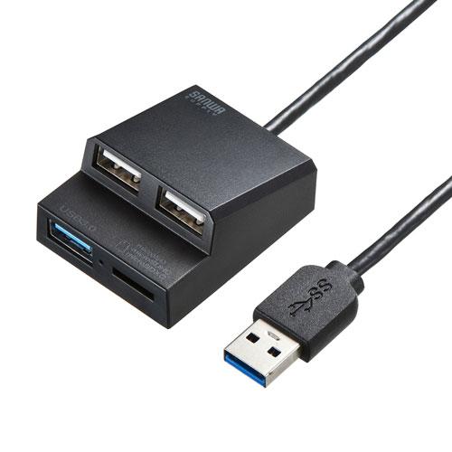サンワサプライ USB3.2Gen1+USB2.0コンボハブ カードリーダー付き USB-3HC31...