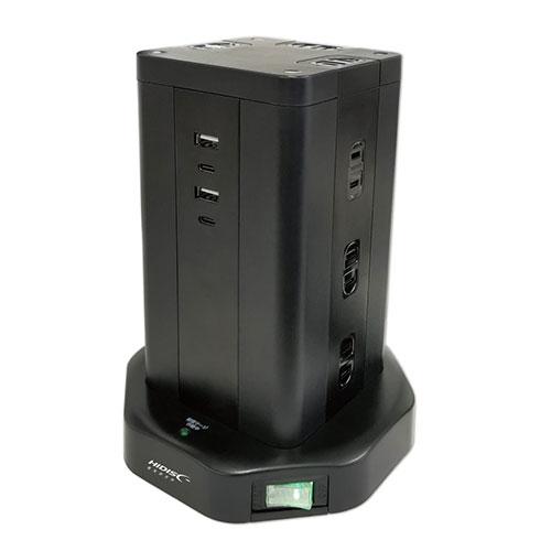HIDISC タワー型USB付電源タップ　(Type-C×2+Type-A×2)　HD-AC12C2...